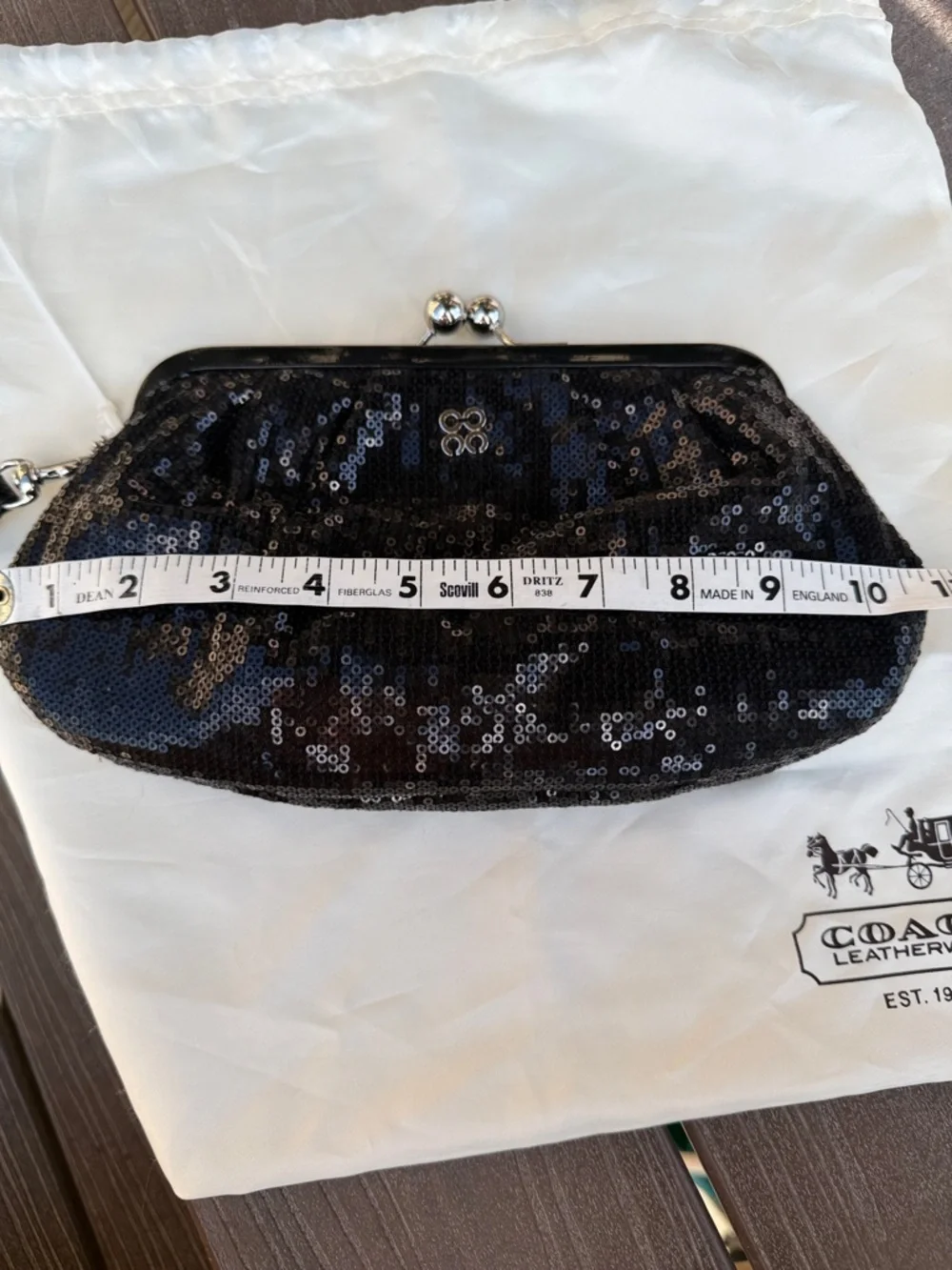 Coach Black Sequin Kiss-Lock Wristlet Clutch - Picture 9 of 14